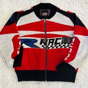 Copper Rivet Men's Zip Up Sweater - Red, Black, White